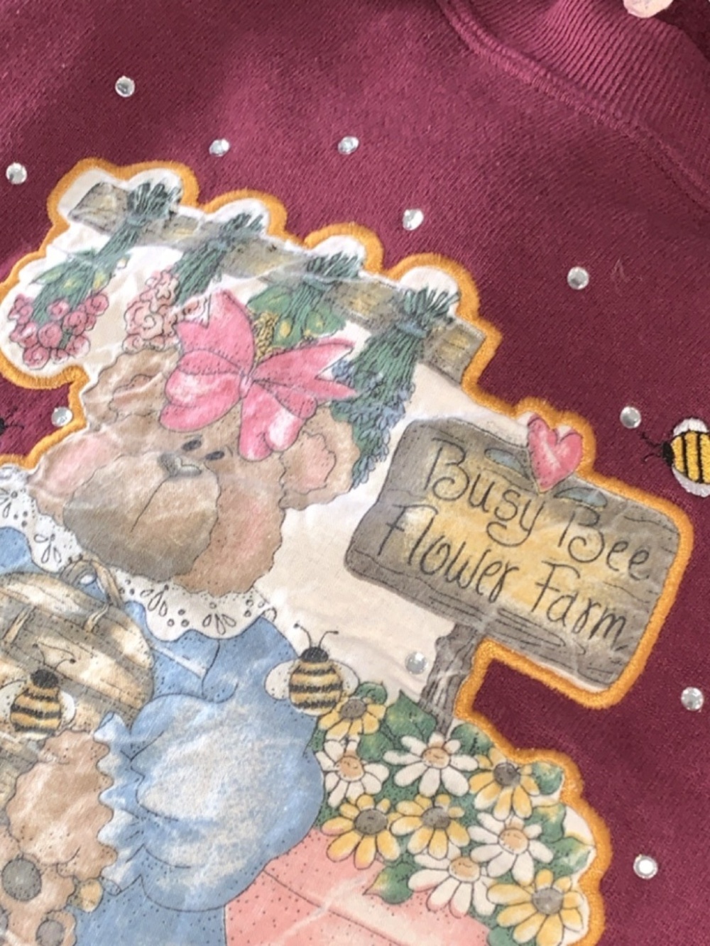 Vintage 90s The Quacker Factory  Busy Bee Flower Farm  Sweatshirt WomenXL SKU037